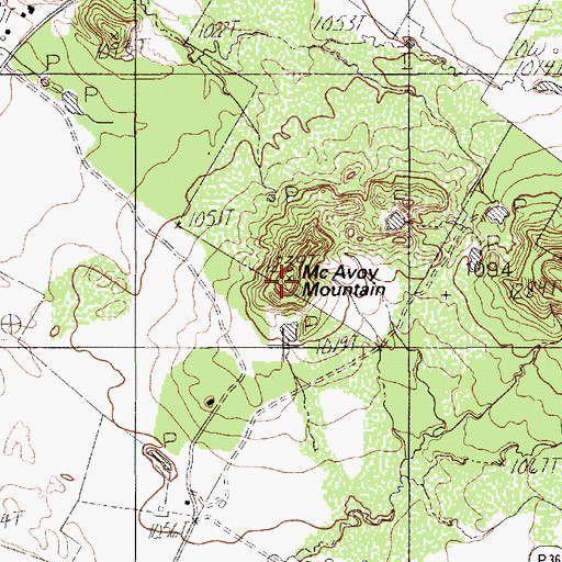 Topographic Map of McAvoy Mountain, TX