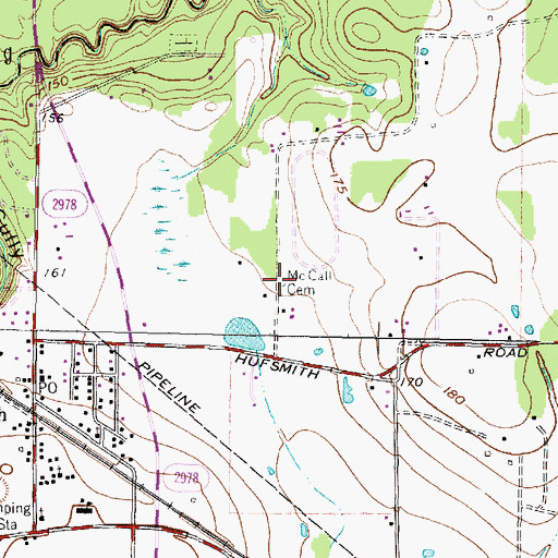 Topographic Map of McCall Cemetery, TX