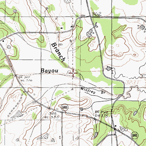 Topographic Map of McCann Branch, TX