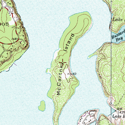 Topographic Map of McCartney Island, TX
