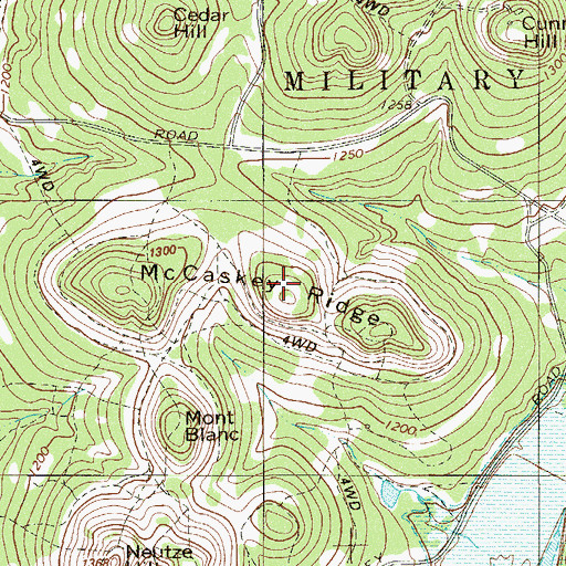 Topographic Map of McCaskey Ridge, TX