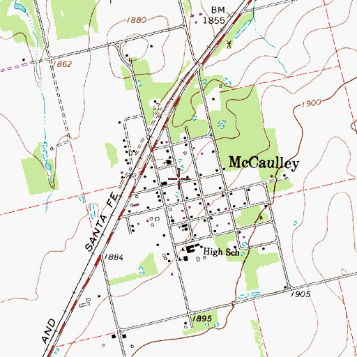 Topographic Map of McCaulley, TX