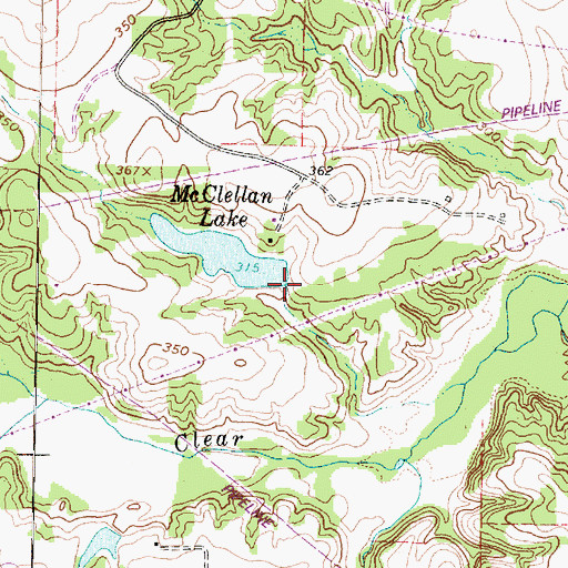 Topographic Map of McClellan Lake, TX