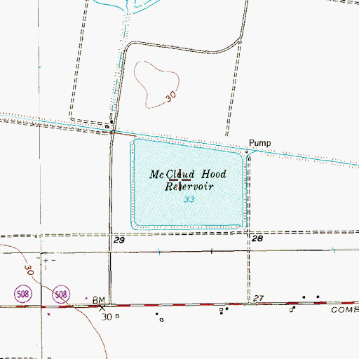 Topographic Map of McCloud Hood Reservoir, TX