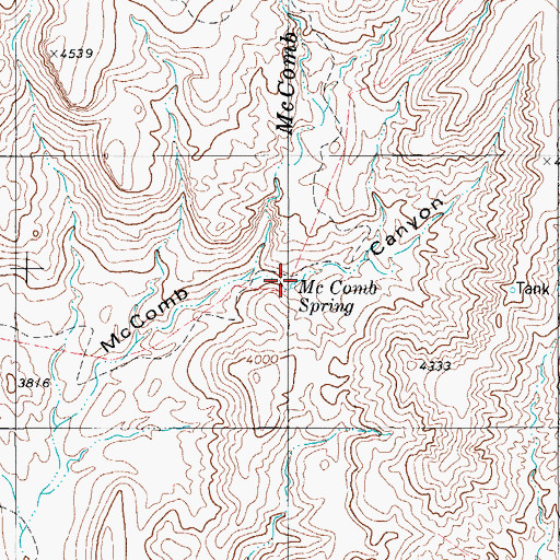 Topographic Map of McComb Spring, TX