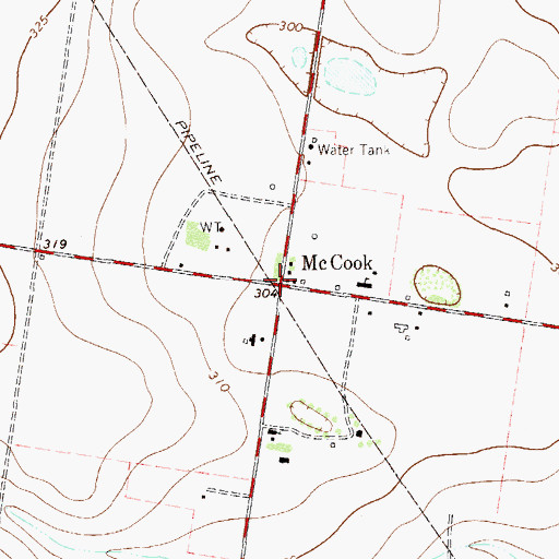 Topographic Map of McCook, TX