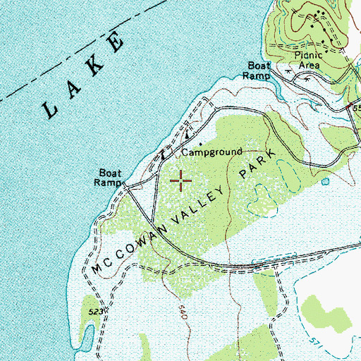Topographic Map of McCowan Valley Park, TX