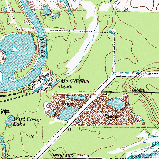 Topographic Map of McCracken Lake, TX