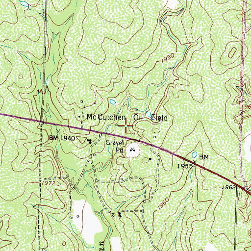 Topographic Map of McCuthen Oil Field, TX