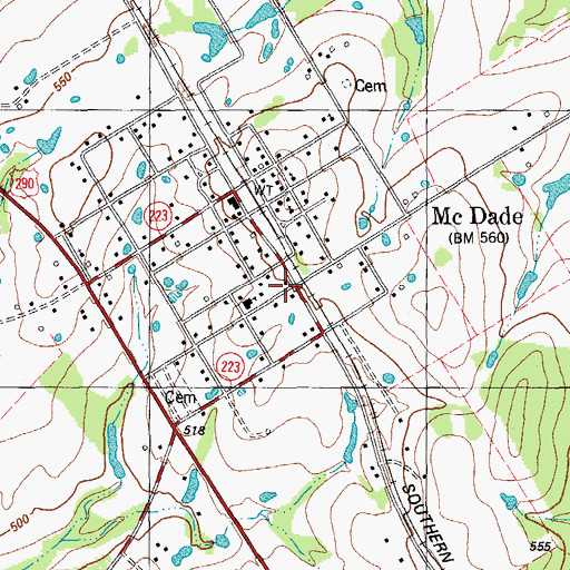 Topographic Map of McDade, TX