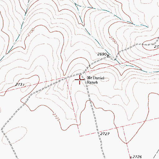 Topographic Map of McDaniel Ranch, TX