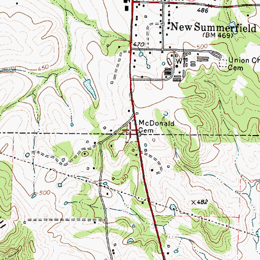Topographic Map of McDonald Cemetery, TX