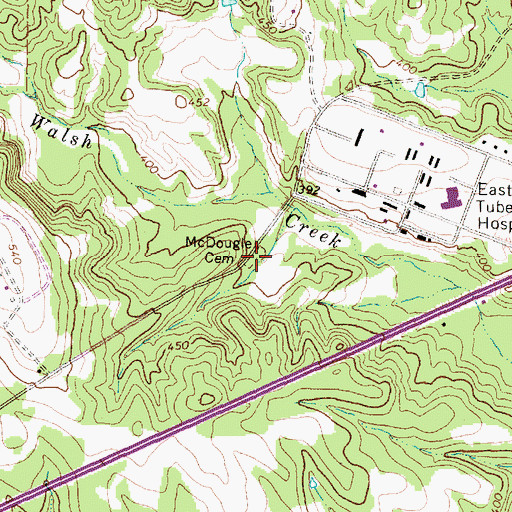 Topographic Map of McDougal Cemetery, TX