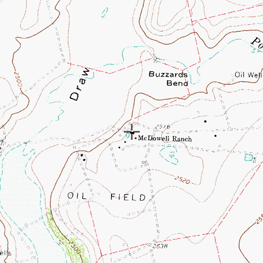 Topographic Map of McDowell Ranch, TX