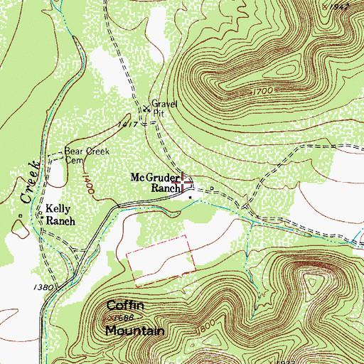 Topographic Map of McGruder Ranch, TX