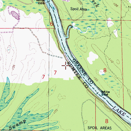 Topographic Map of Cubbs Creek Shoals, AL