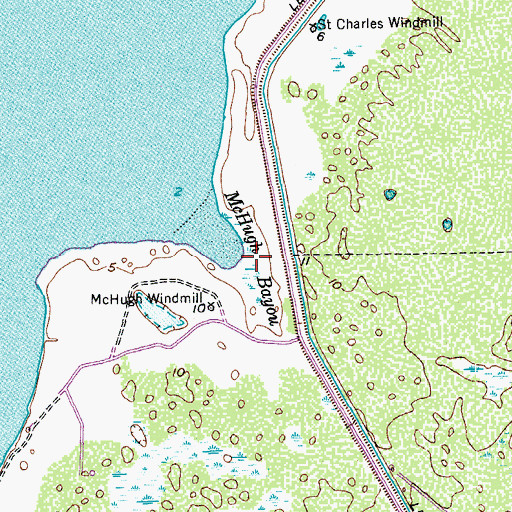 Topographic Map of McHugh Bayou, TX