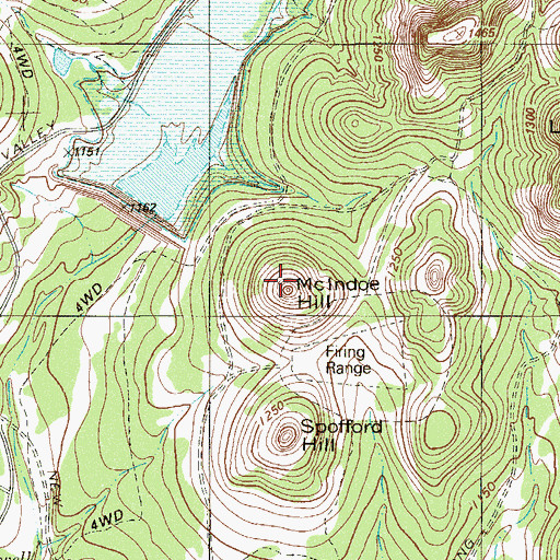 Topographic Map of McIndoe Hill, TX