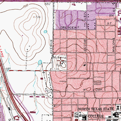 Topographic Map of McKenna Park, TX