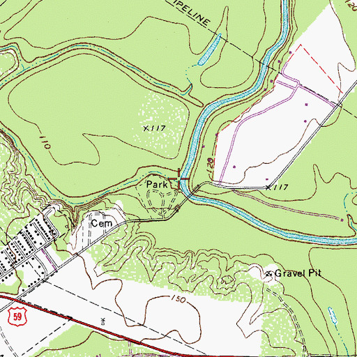 Topographic Map of McKimzey Creek, TX
