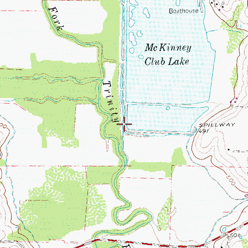 Topographic Map of McKinney Club Lake, TX