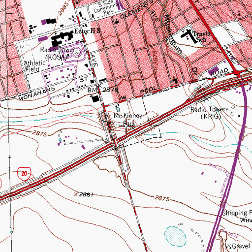 Topographic Map of McKinney Park, TX