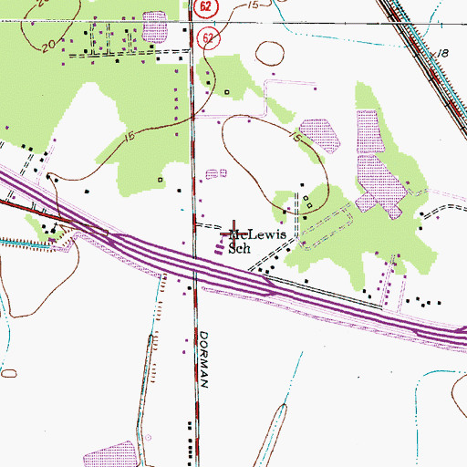 Topographic Map of McLewis School, TX