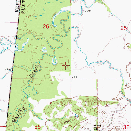 Topographic Map of Dilliard Creek, AL