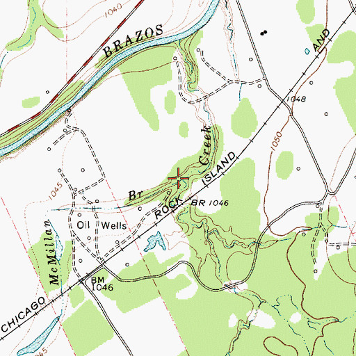 Topographic Map of McMillan Branch, TX