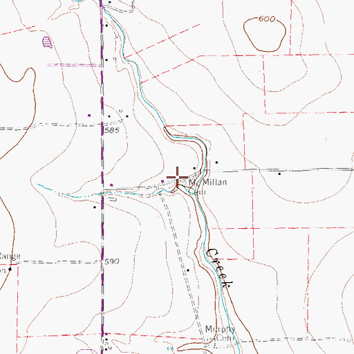 Topographic Map of McMillan Cemetery, TX