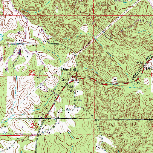 Topographic Map of Dug Hill School (historical), AL
