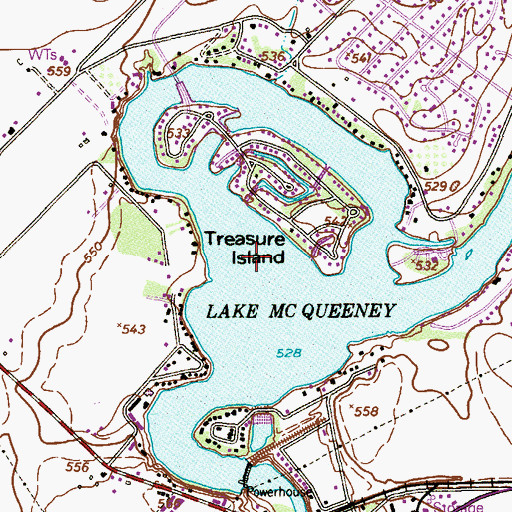 Topographic Map of Lake McQueeney, TX