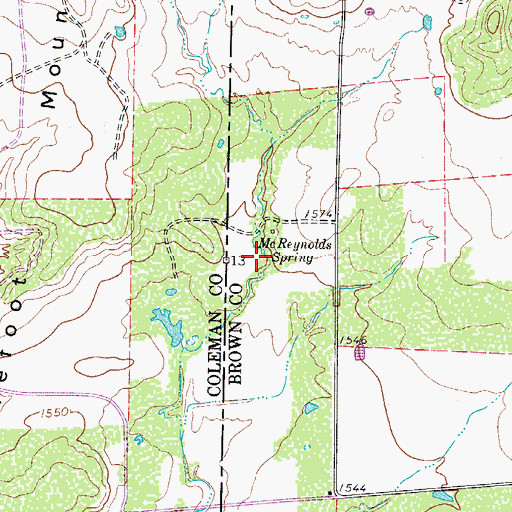 Topographic Map of McReynolds Spring, TX