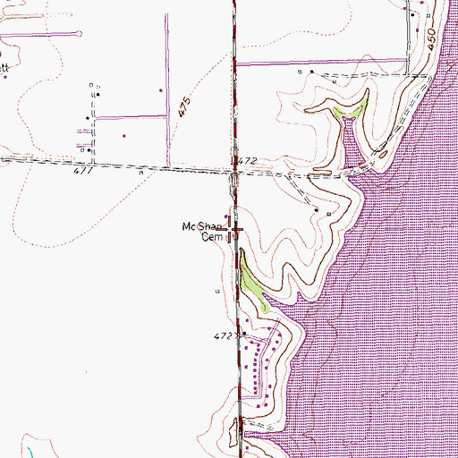 Topographic Map of McShan Cemetery, TX
