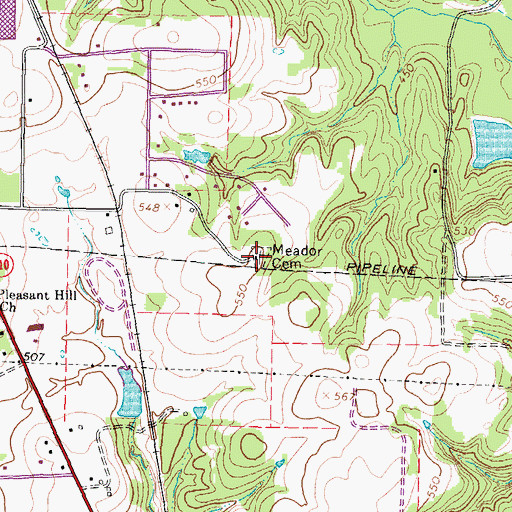 Topographic Map of Meador Cemetery, TX