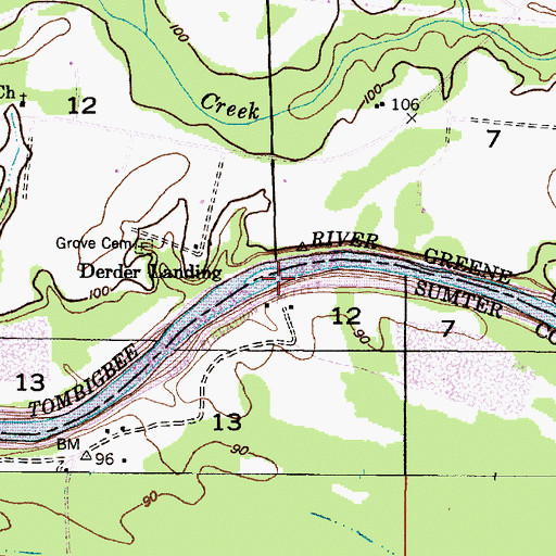 Topographic Map of Durdens Ferry (historical), AL