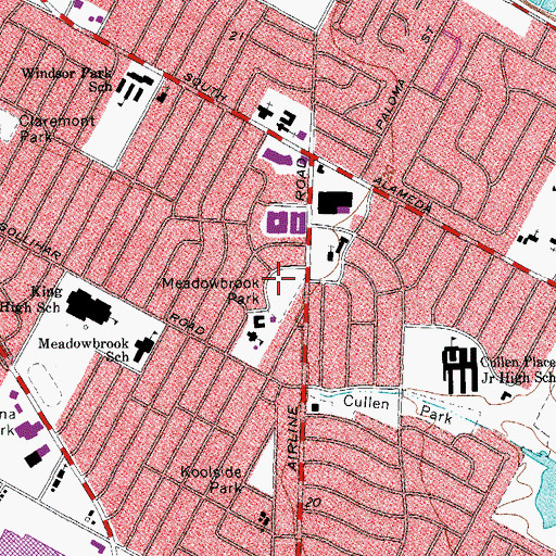 Topographic Map of Meadowbrook Park, TX