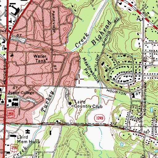 Topographic Map of Meadowbrook Park, TX