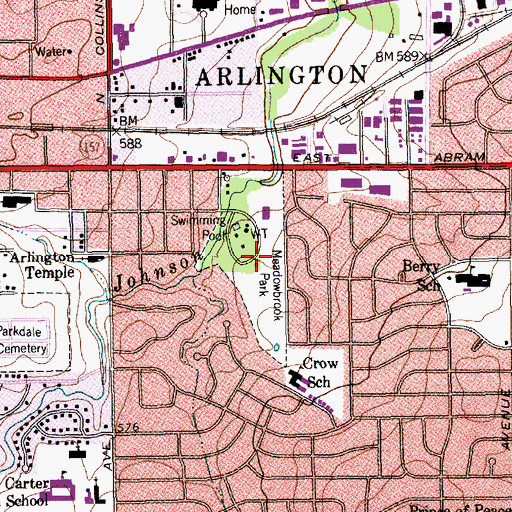 Topographic Map of Meadowbrook Park, TX
