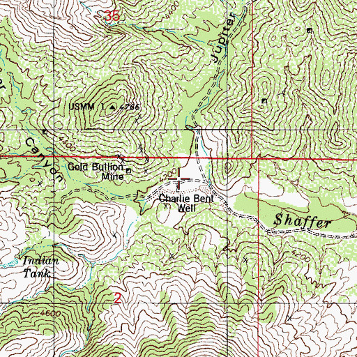 Topographic Map of Weaver Canyon, AZ