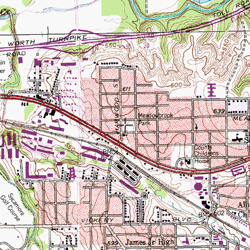 Topographic Map of Meadowbrook Park, TX