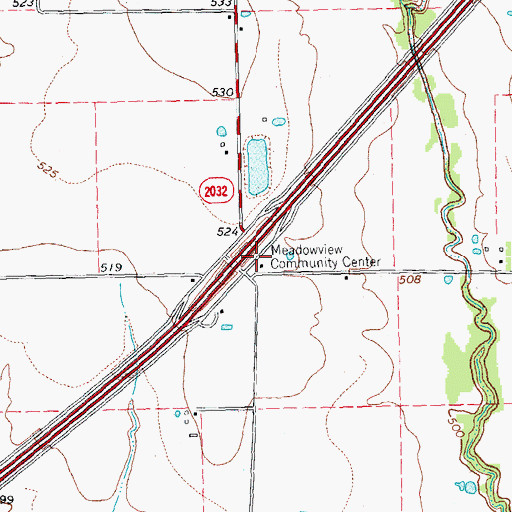 Topographic Map of Meadowview Community Center, TX