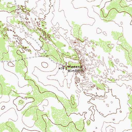 Topographic Map of Medano Windmill, TX