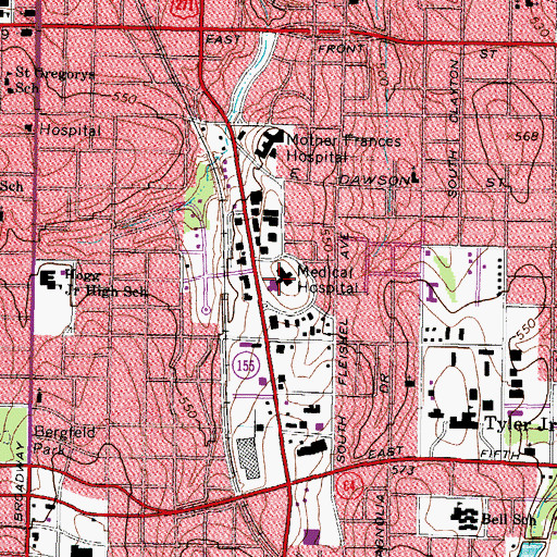 Topographic Map of Medical Hospital, TX