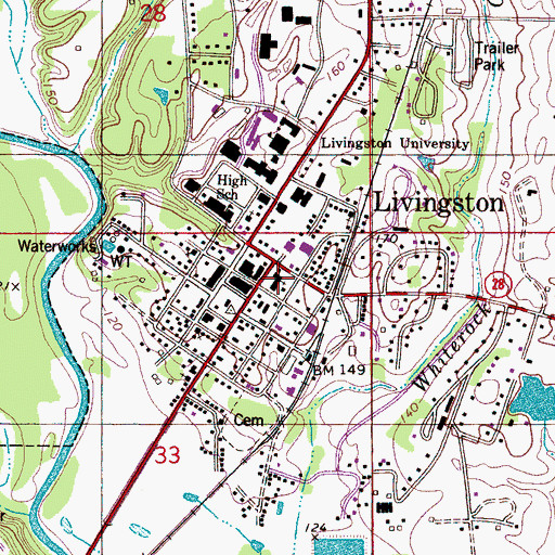 Topographic Map of First Baptist Church, AL