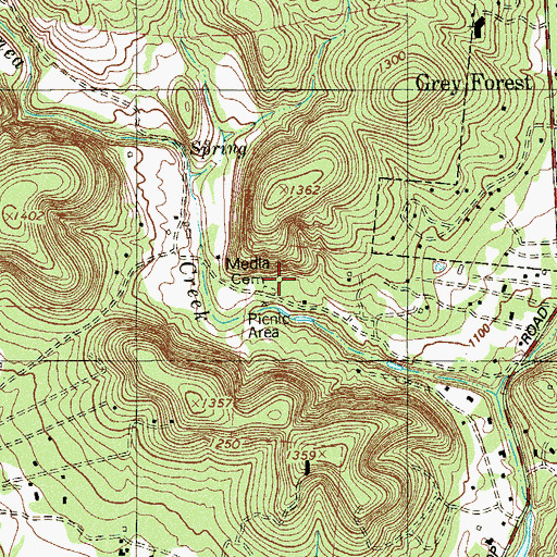 Topographic Map of Medla Cemetery, TX