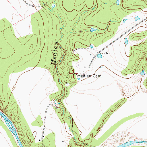 Topographic Map of Medlan Cemetery, TX