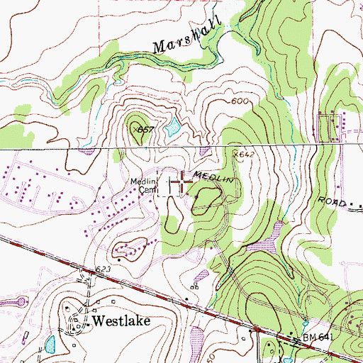 Topographic Map of Medlin Cemetery, TX