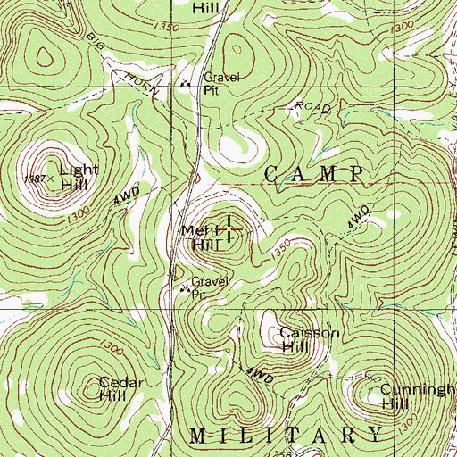Topographic Map of Mehl Hill, TX