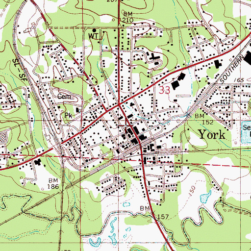 Topographic Map of First Methodist Church, AL